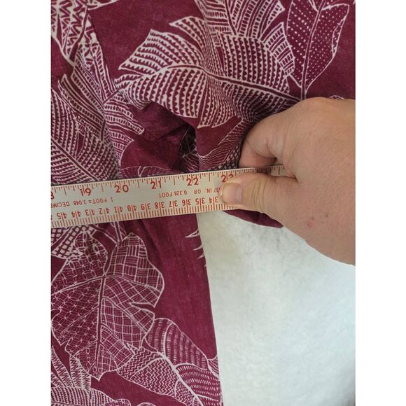 Cooke Street Men's Hawaiian Cotton Short Sleeve Button Up Shirt Burgundy Large - Picture 3 of 6